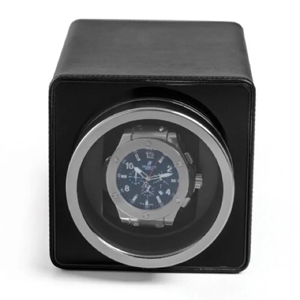 Brand new Rotations Black Faux Leather Velveteen Lined 1-Watch Winder